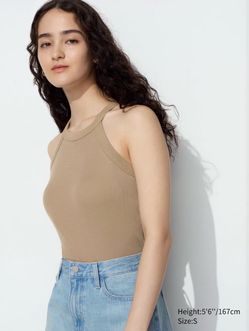 New Uniqlo Women's knit tank top with high neckline