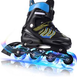 New Adjustable Inline Skates, Christmas Kids Gift with Kids Light Up Inline Skates for Children Toddlers