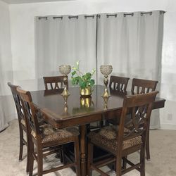 High Dining Table With Extension & 6 Chairs 