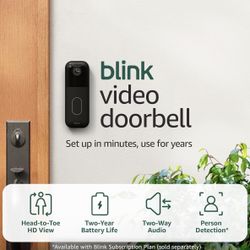 Blink Video Doorbell (newest model) – Head-to-toe HD view, two-year battery life, and edge AI processing. Sync Module Core included – System (Black) 