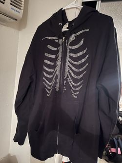rhinestone skeleton zip up