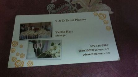 Event planner & decorator for any special events.. Call me at 305 335 5966..