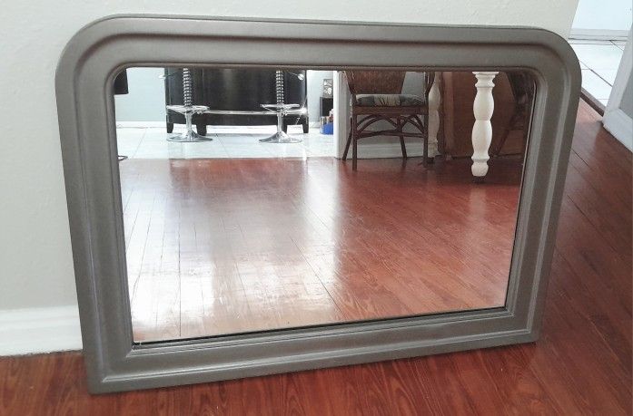 2 Large Mirrors-Hammered Gray Painted Frames