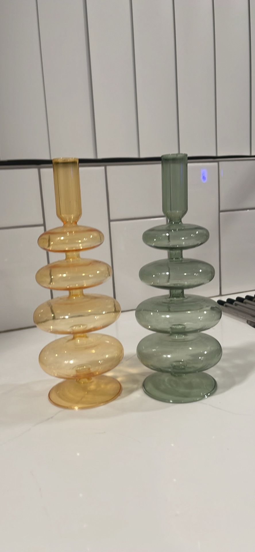 Glass Bubble Candleholders, Set Of 2