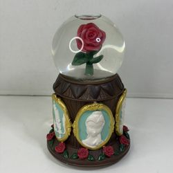 Disney's 1991 Beauty and the Beast Musical Snow Globe Rose Wonderland Working