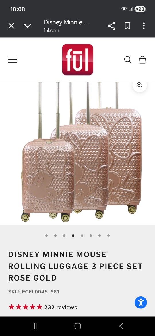 FuL Disney Minnie Mouse Luggage Set Of 3