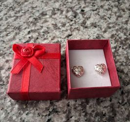 Silver Heart Nugget Earrings