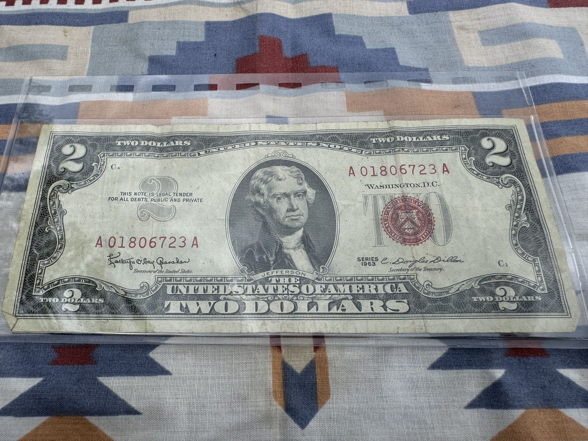 Red Seal Two Dollar Bill 1963