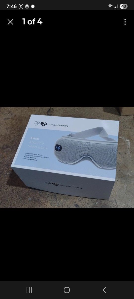 Caring Mill by Aura Ease Migraine Relief Mask Compression Massage Heat Bluetooth