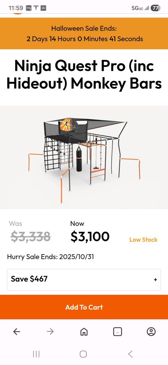 Vuly Ninja Quest PRO - Monkey bars