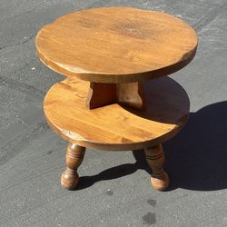 Solid wood round side table
