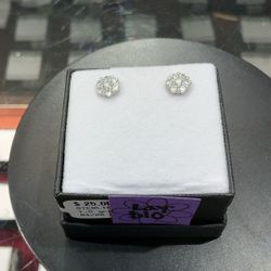 Small Silver Stud Earrings With Cz Stones
