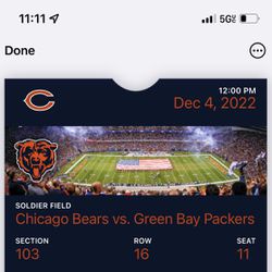 2 Tickers For Bears Vs Packers 12/4/22 Thumbnail