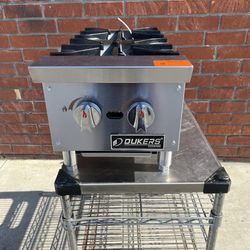 Dukers DCHPA12 12" Countertop Gas Hotplate with (2) Burners, Manual Controls, 56.000 BTU