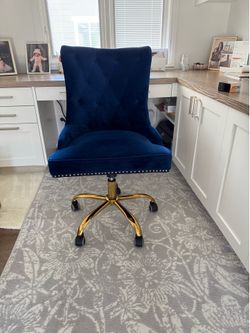 Blue velvet office desk chair