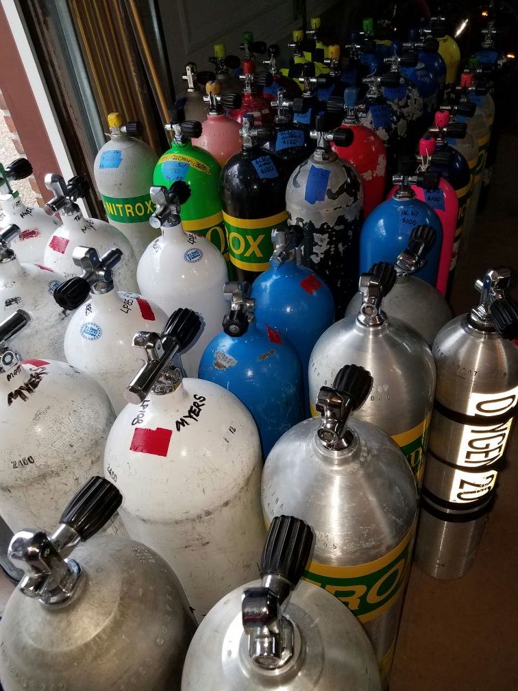Scuba dive tanks.... LOTS OF TANKS!