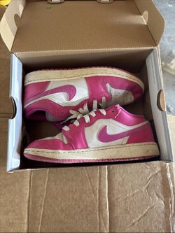 Air Jordan 1 Low Big Kids' Shoes Pink White Size 5Y