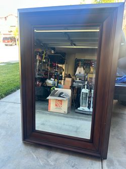 Large Wall Mirror with Dark Wood Frame