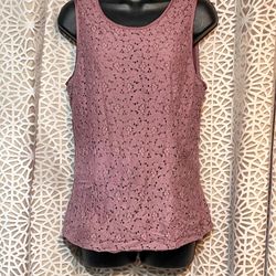 Banana Republic Women's Sleeveless Floral Blouse Full Zip Back Black M