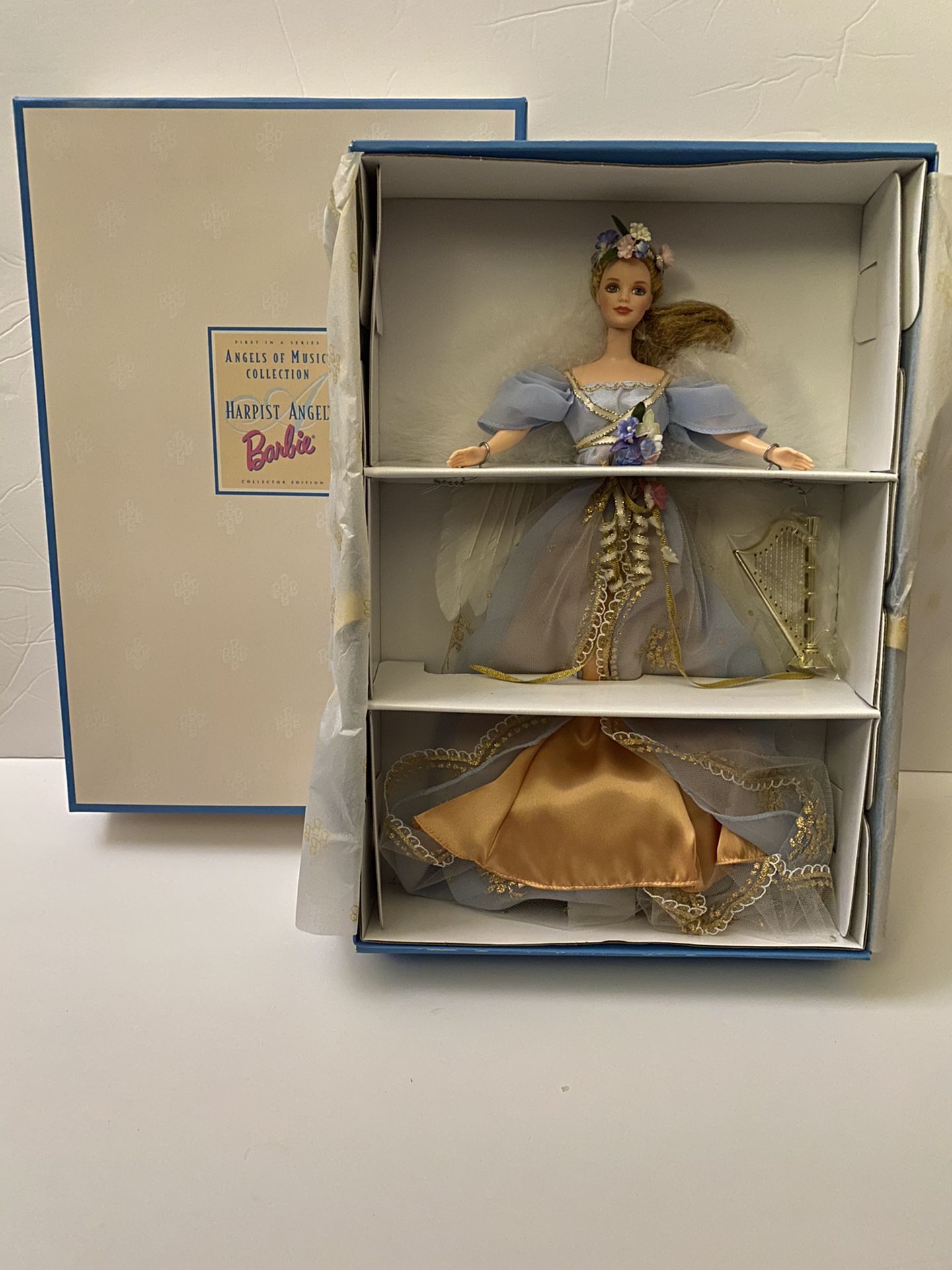 1997 Angels Of Music Collection Harpist Angel Barbie Doll Mattel #18894
