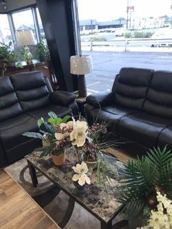 Black reclining couch and love seat $39 down
