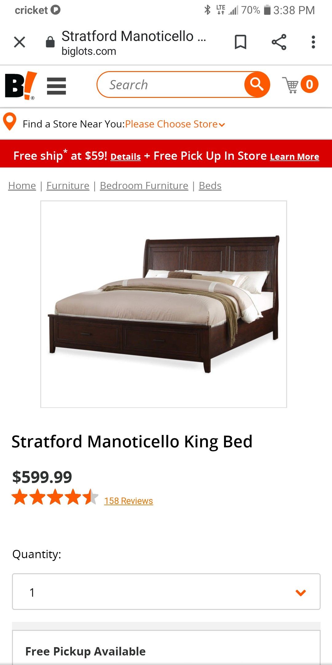 Manoticello King Bed Frame with Storage and Decorative Headboard