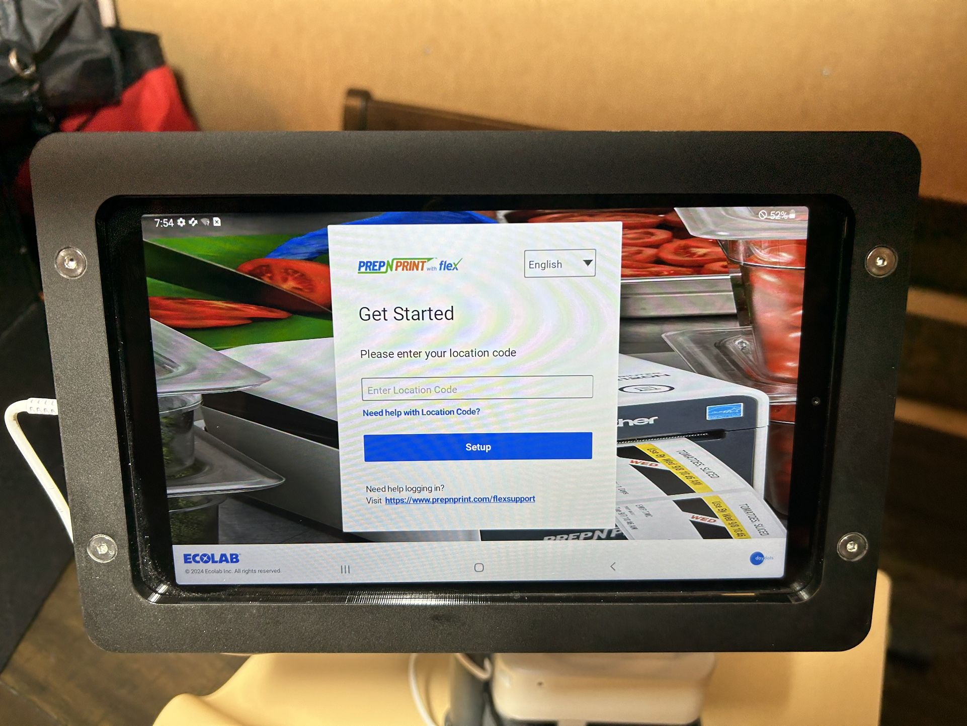 Ecolab Prep & print Flex Workstation With Samsung Tablet