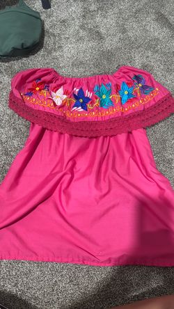 Pink Off-Shoulder Embroidered Floral Top