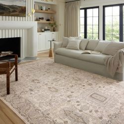 Loloi II Teagan Collection TEA-03 Ivory / Sand 9'-9" X 13'-6", .25" Thick, Area Rug, Soft, Durable, Neutral, Woven, Low Pile, Non-Shedding, Easy Clean