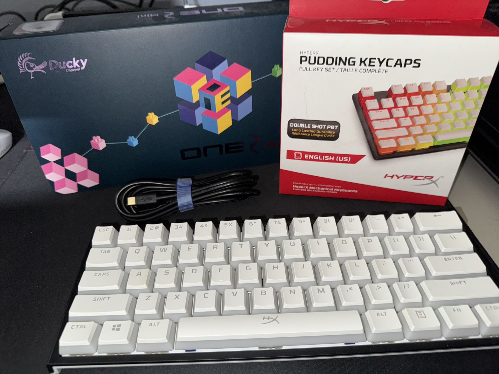 Ducky One 2 Mini w/ HyperX White Pudding Keycaps