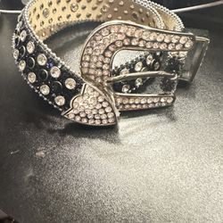 38 inch Black Rhinestone Belt 