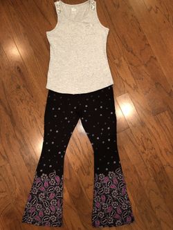 Girls sz 10/12 Sequin Tank & Bell Bottoms
