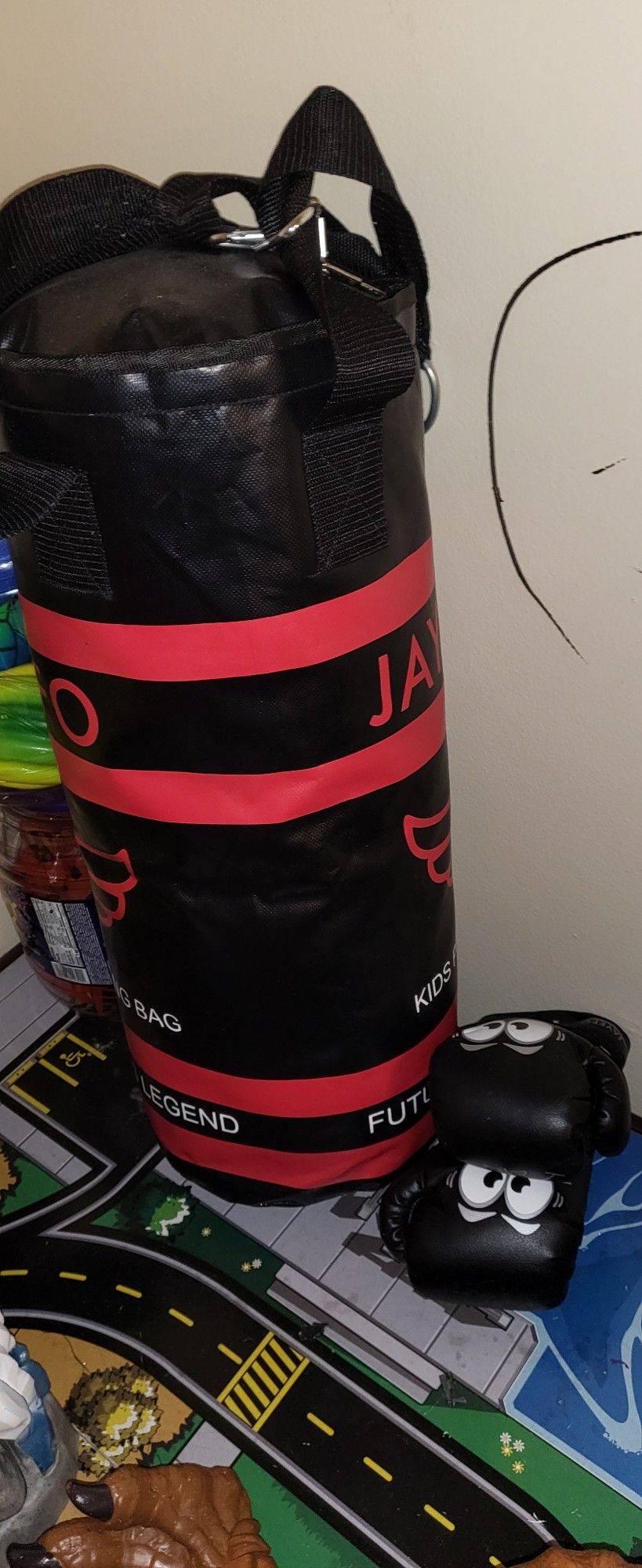 Boxing Bag With Kids Gloves