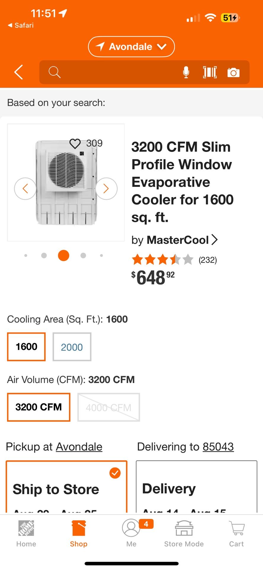 MasterCool 3200 CFM Slim Profile Window Evaporative Cooler for 1600 sq. ft.
