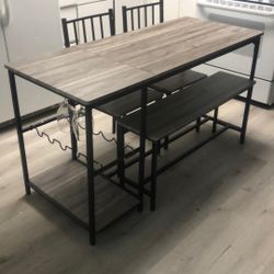 Table With Bench And 2 Chairs 