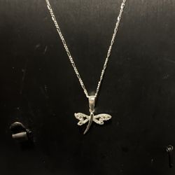 Cadena Y Medalla De Libélula De Plata .925 (Nueva)