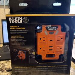 Klein Tools PowerBox 1, Magnetic Mounted Power Strip with Integrated LED Lights