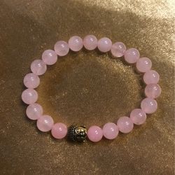 Rose Quartz Stretch Bracelet With Buddha