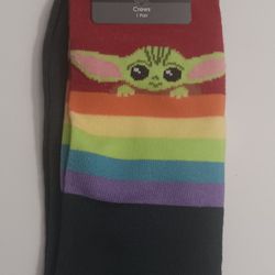 Star Wars Pride Collection Crew Socks, Yoda, Men/Women's, 6.5-12