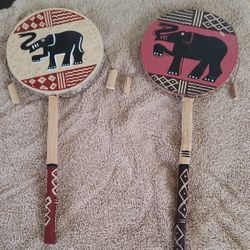 Two Percussion Hand Held Instruments Or Decoration 