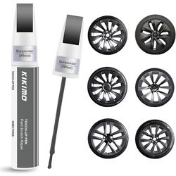 Gunpowder Rim Touch Up Paint for Tesla Model Y/3/S/X Gemini Dark/Uberturbine/Arachnid/Cybersteam/Turbine Wheel, 2 In 1 Wheel Scratches Repair with Pen