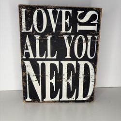 Westbury Studio Decor Love Is All You Need Wooden Sign NWT