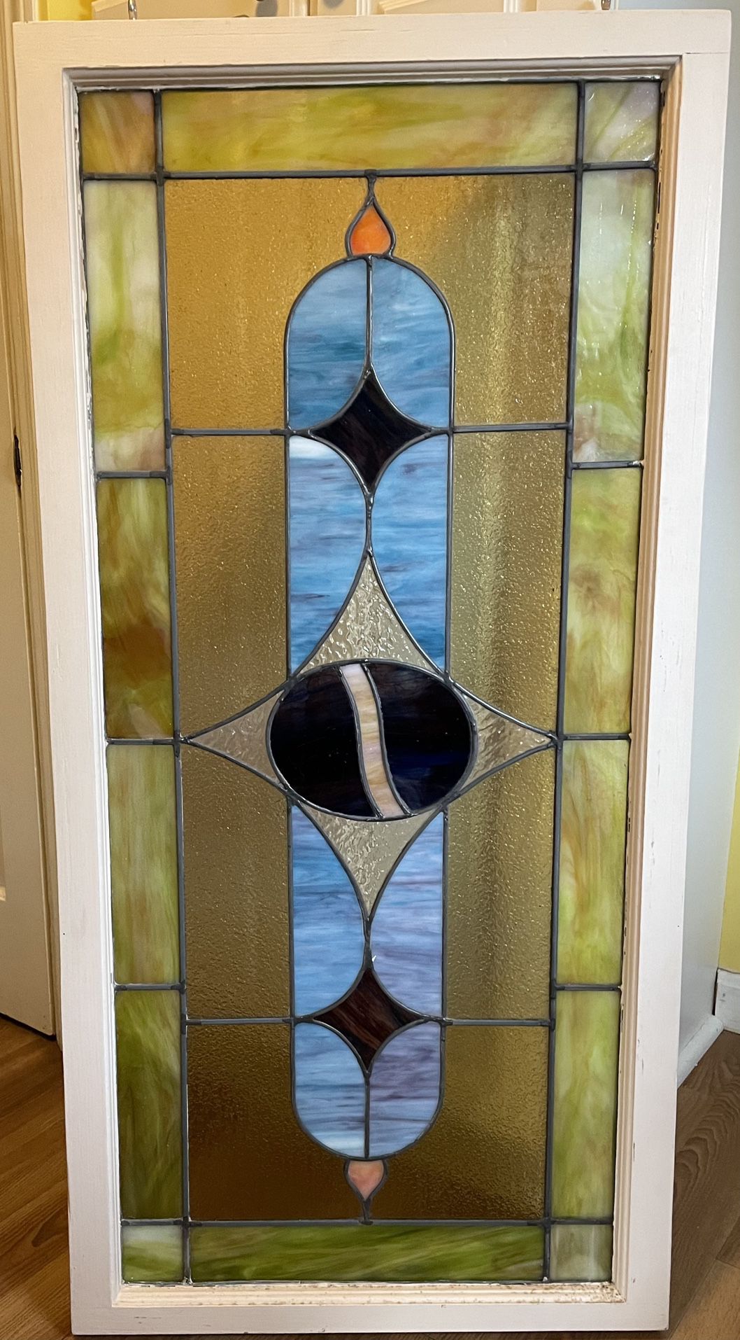 Stained Glass, Large, Antique, Framed