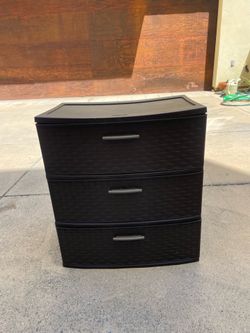 Sterilite 3-Drawer plastic Wide Weave Tower, Storage Organizer Drawers, Brown,