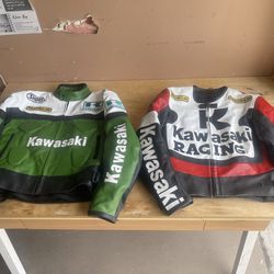 90s Green & Red Leather Kawasaki Motorcycle Jacket (TRYING TO SELL ASAP!)