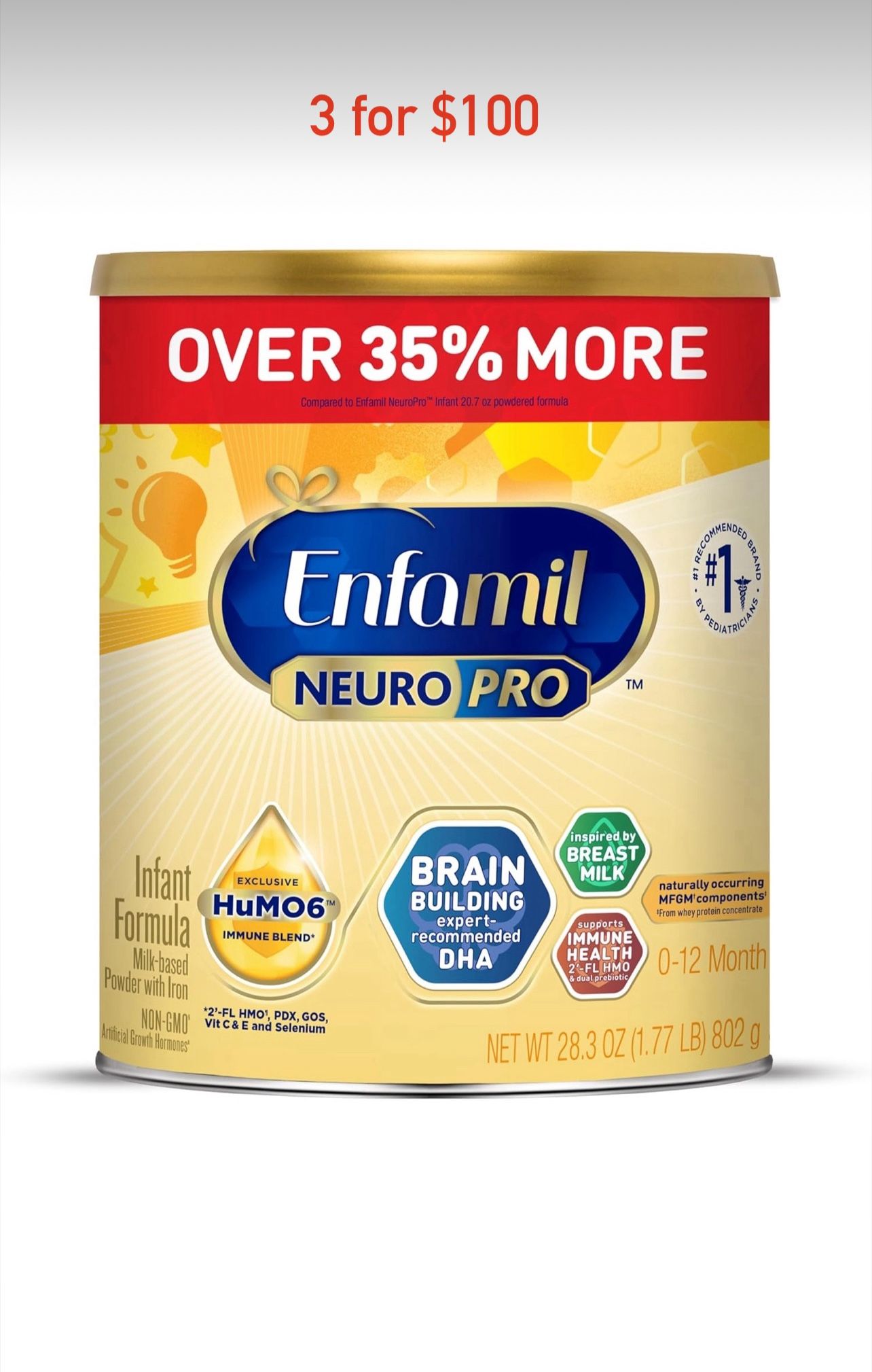 Enfamil Neuropro 3 Big Cans For $100