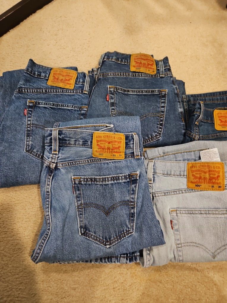 Mens Levi's 31×30 Jeans  5 Pairs