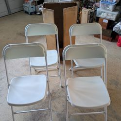 "NEW" Set Of Four (4) White Folding Chairs