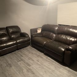 Electric Recliner Brown Sofa