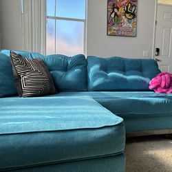Turquoise Couch + Ottoman 